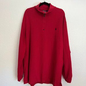 Men's Polo Ralph Lauren Estate Rib Quarter Zip Red Pullover Sweater